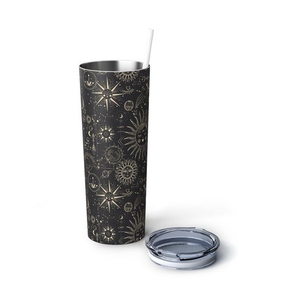 Boho Celestial Moon and Planets 20oz Tumbler With Metal Straw - Picture 6 of 7